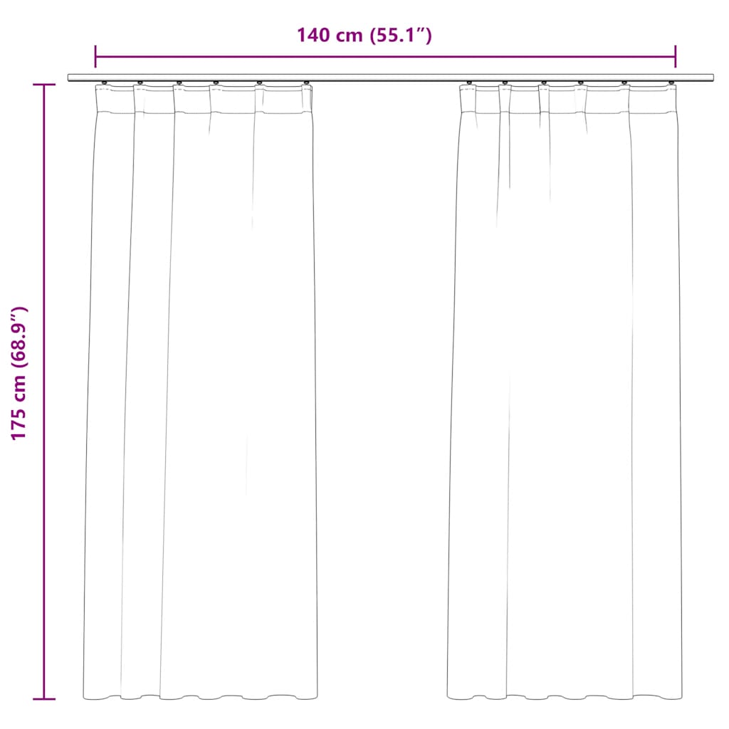 mørklægningsgardiner kroge 2 stk. 140x175 cm fløjl beige