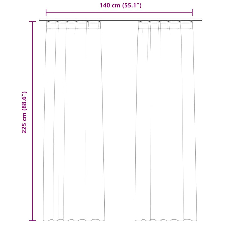mørklægningsgardiner med kroge 2 stk. 140 x 225 cm fløjl beige