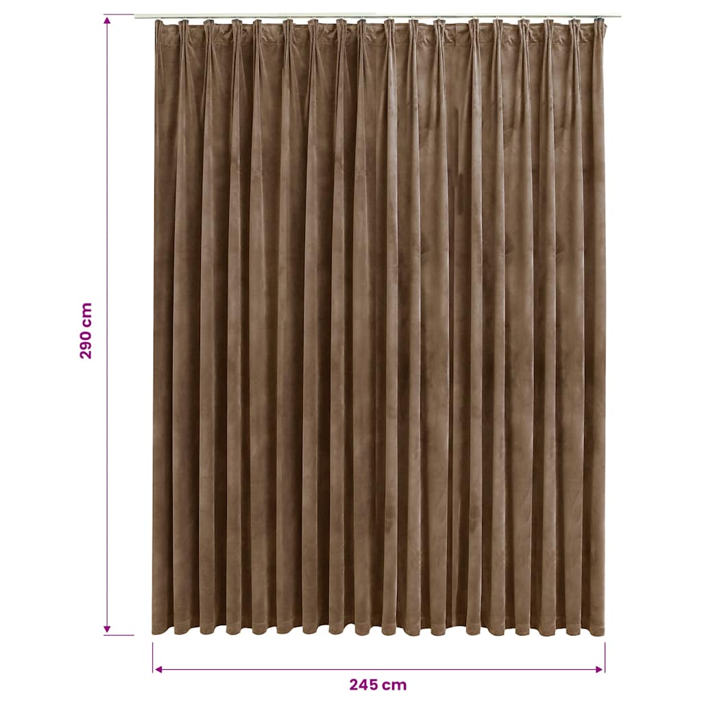 mørklægningsgardin med kroge 290 x 245 cm fløjl beige