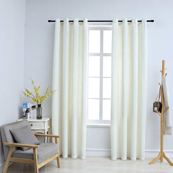 mørklægningsgardiner 2 stk. med ringe 140 x 225 cm fløjl creme