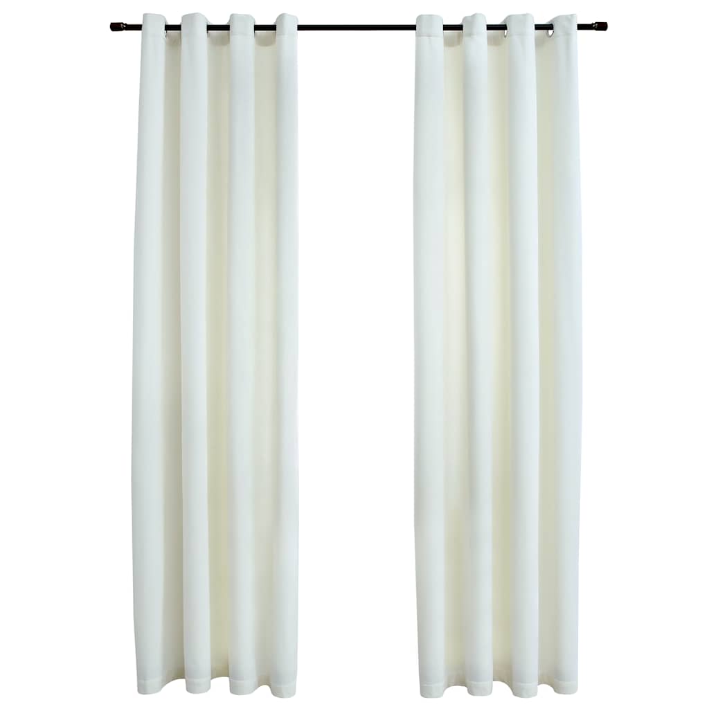 mørklægningsgardiner 2 stk. med ringe 140 x 245 cm fløjl creme