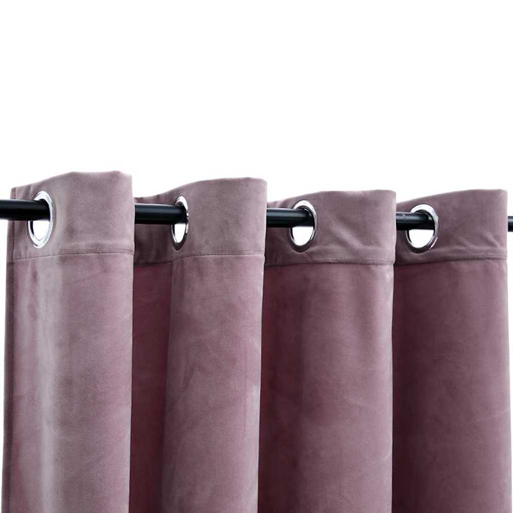 mørklægningsgardiner 2 stk. ringe 140 x 175 cm fløjl antik rosa