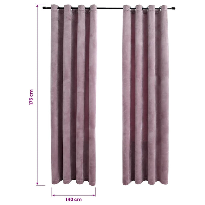 mørklægningsgardiner 2 stk. ringe 140 x 175 cm fløjl antik rosa