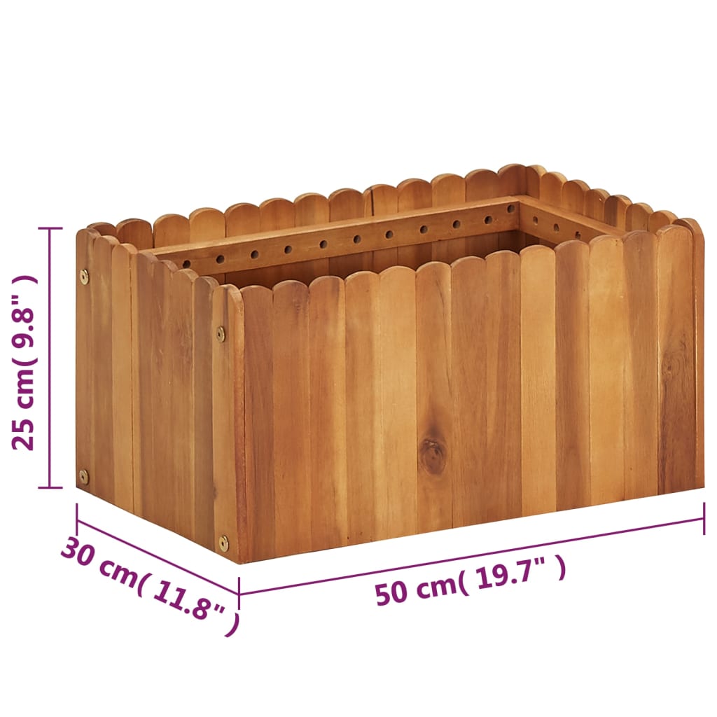 hævet plantekasse 50x30x25 cm massivt akacietræ
