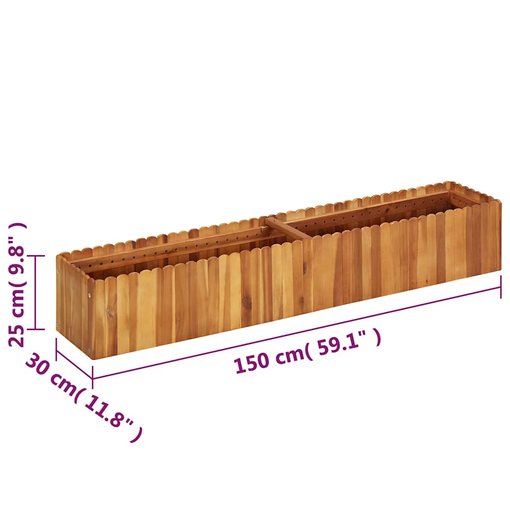højbed 150x30x25 cm massivt akacietræ