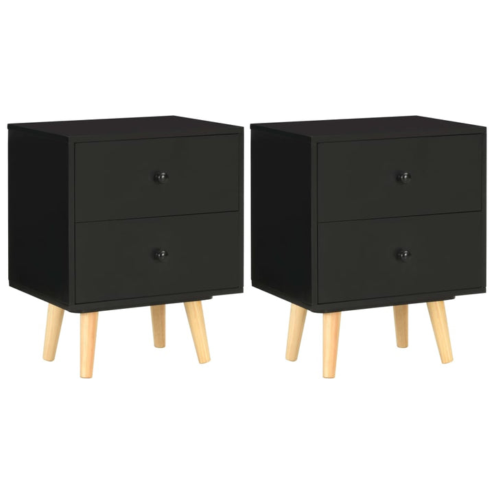sengeskabe 2 stk. 40 x 30 x 50 cm massivt fyrretræ sort