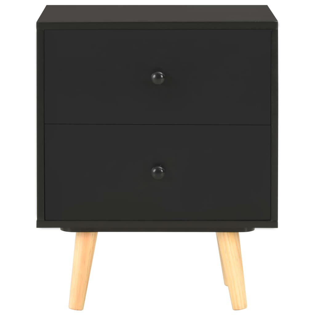 sengeskabe 2 stk. 40 x 30 x 50 cm massivt fyrretræ sort