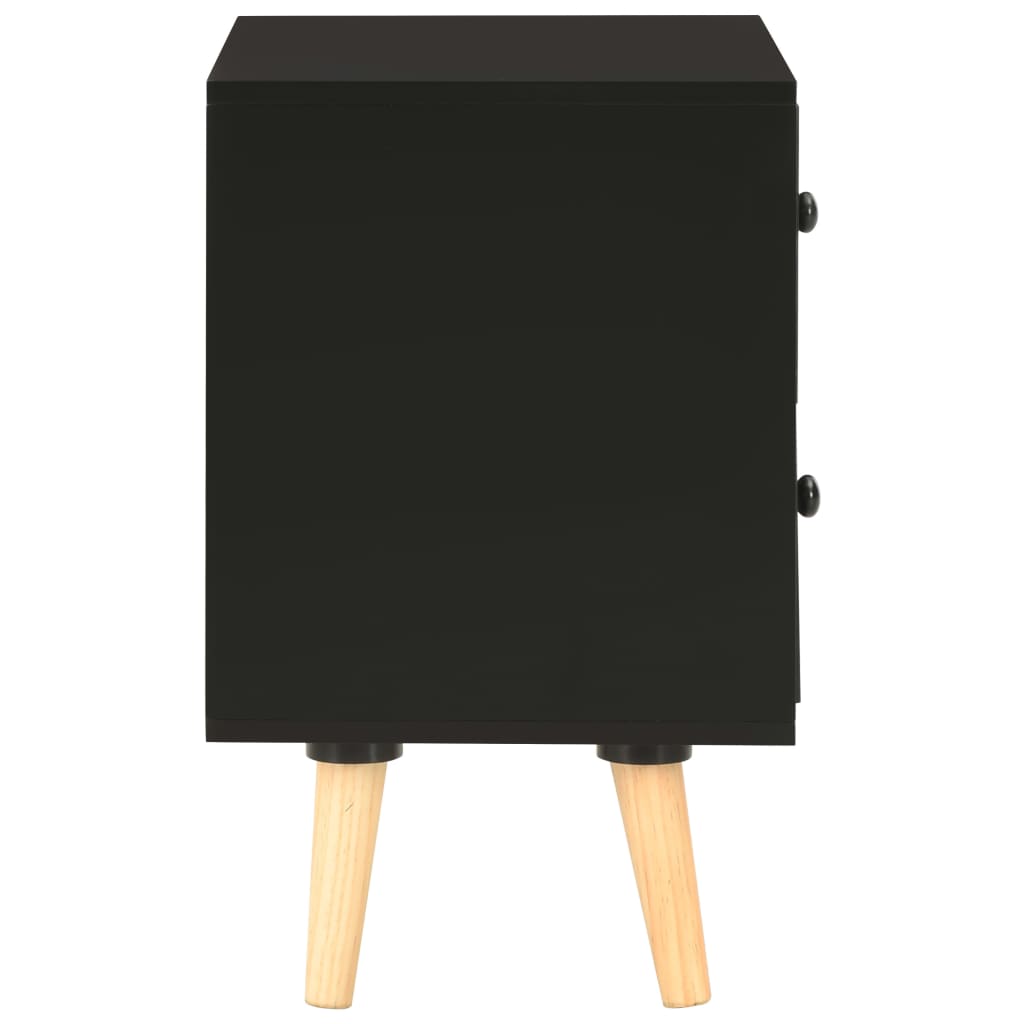 sengeskabe 2 stk. 40 x 30 x 50 cm massivt fyrretræ sort