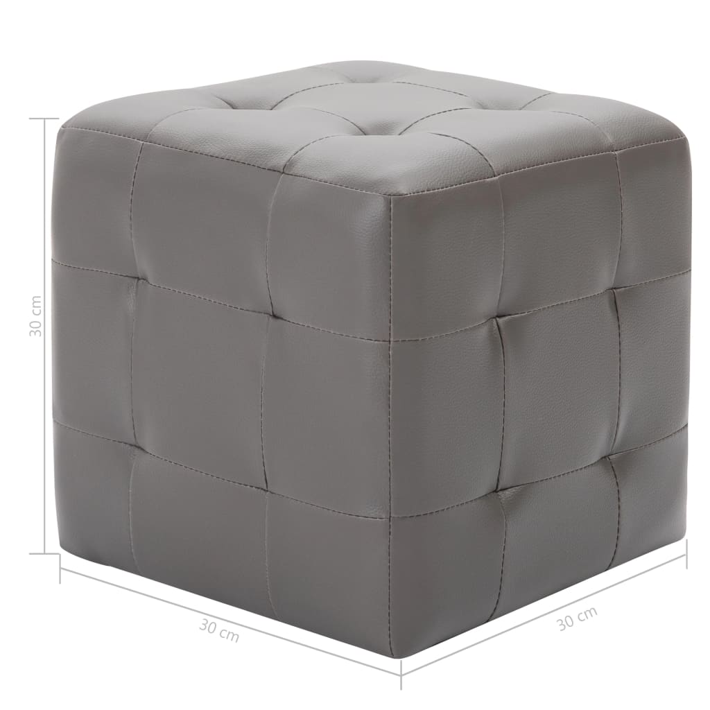 puf 2 stk. 30 x 30 x 30 cm grå kunstlæder