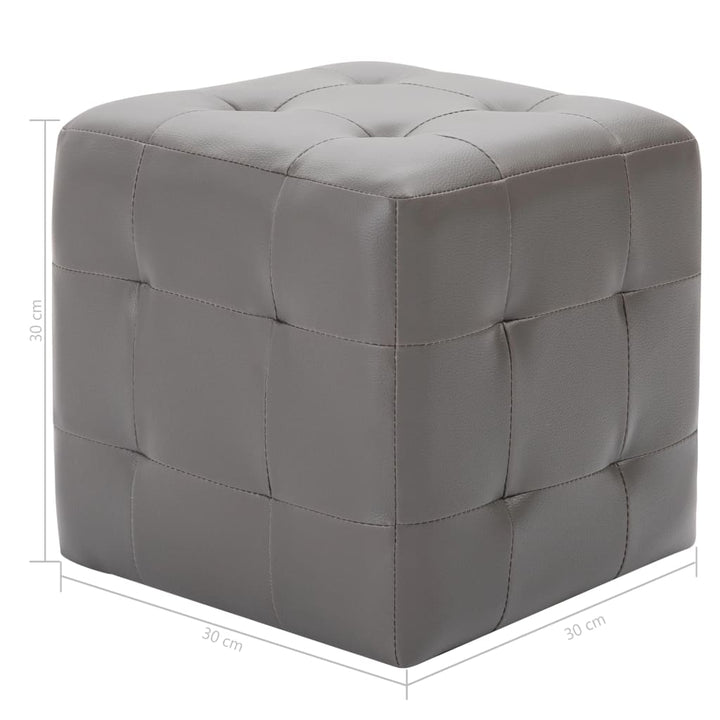 puf 2 stk. 30 x 30 x 30 cm grå kunstlæder