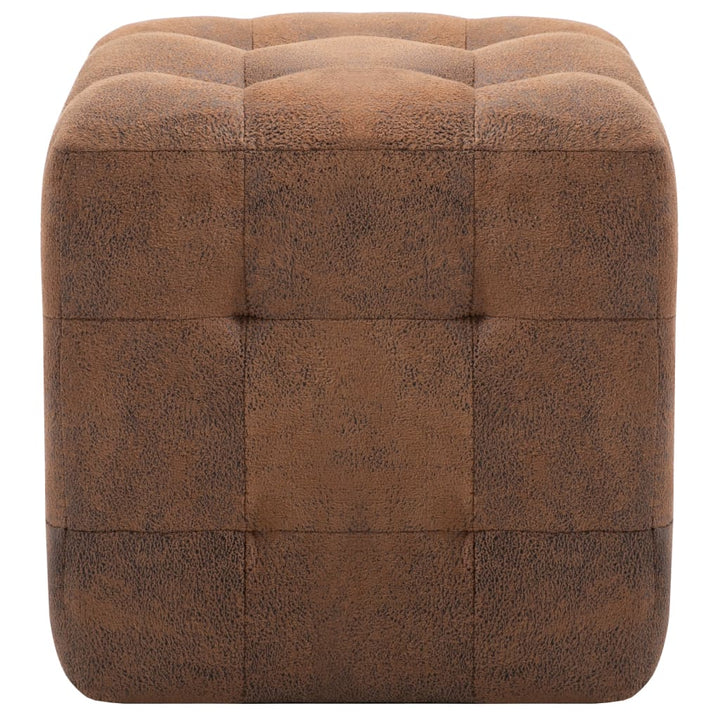 puf 2 stk. 30 x 30 x 30 cm imiteret ruskind brun