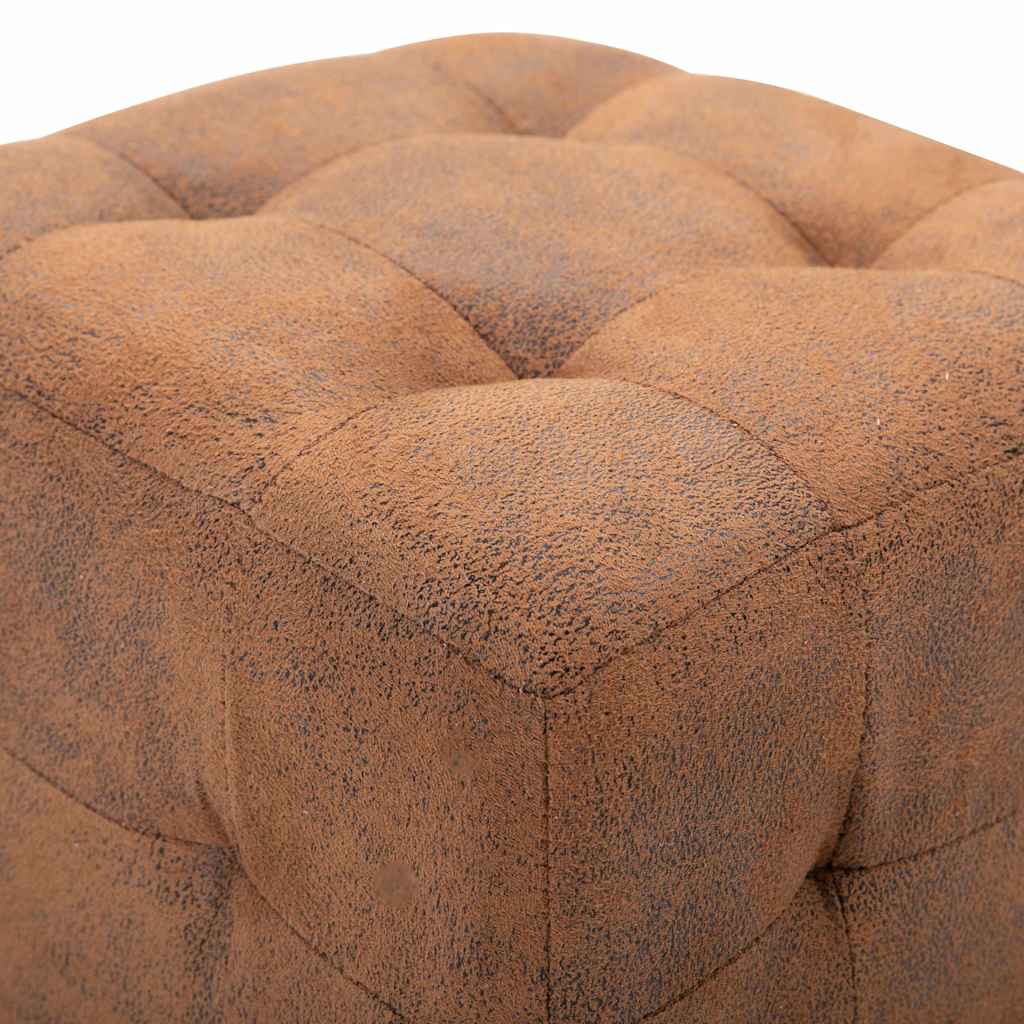 puf 2 stk. 30 x 30 x 30 cm imiteret ruskind brun