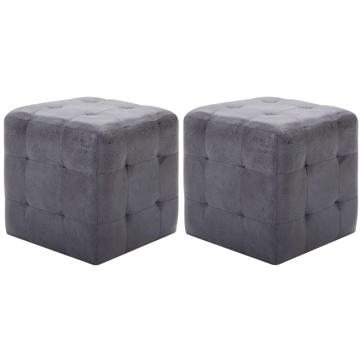 puf 2 stk. 30 x 30 x 30 cm imiteret ruskind