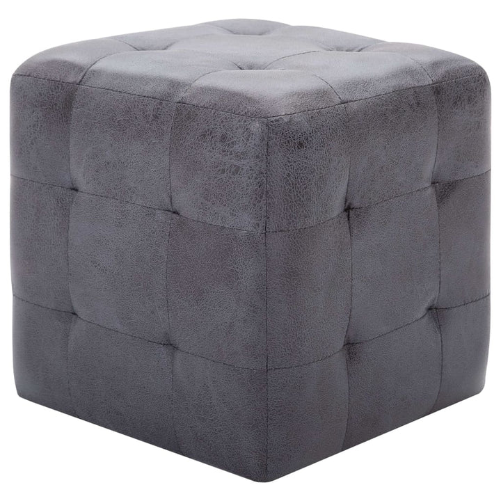 puf 2 stk. 30 x 30 x 30 cm imiteret ruskind