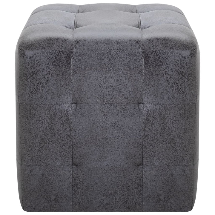 puf 2 stk. 30 x 30 x 30 cm imiteret ruskind