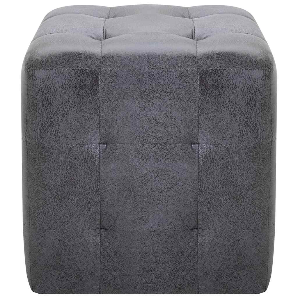 puf 2 stk. 30 x 30 x 30 cm imiteret ruskind