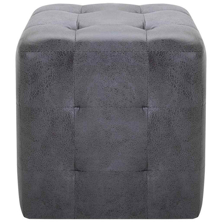 puf 2 stk. 30 x 30 x 30 cm imiteret ruskind