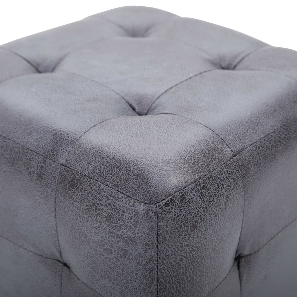 puf 2 stk. 30 x 30 x 30 cm imiteret ruskind
