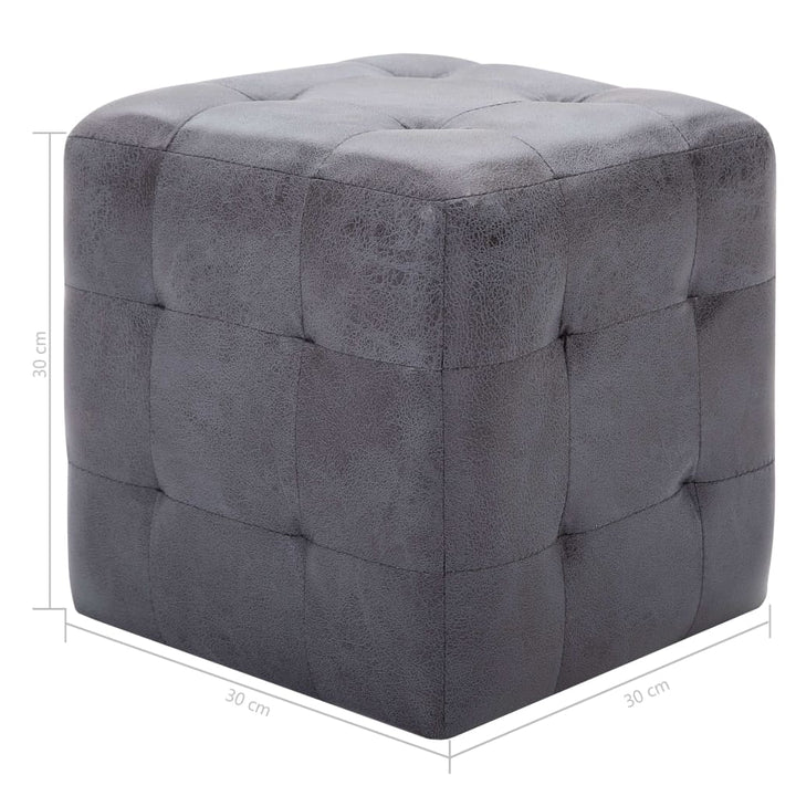 puf 2 stk. 30 x 30 x 30 cm imiteret ruskind