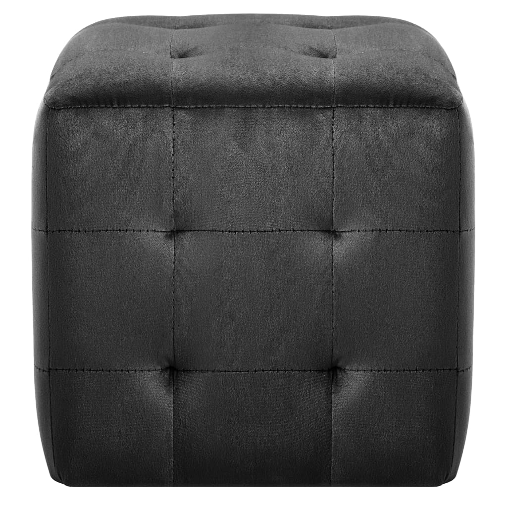 puf 2 stk. 30 x 30 x 30 cm fløjlsstof sort