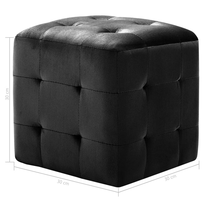puf 2 stk. 30 x 30 x 30 cm fløjlsstof sort