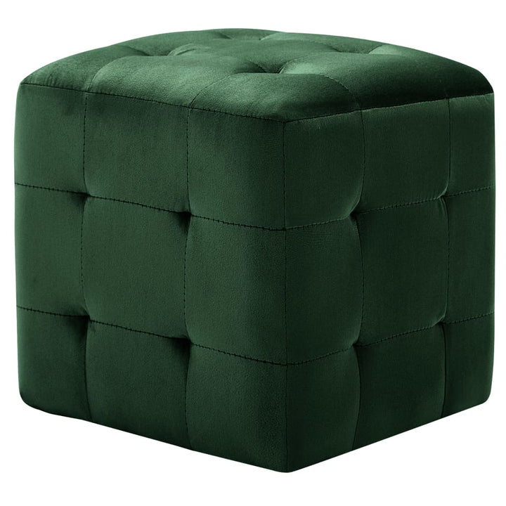 puf 2 stk. 30 x 30 x 30 cm fløjlsstof grøn