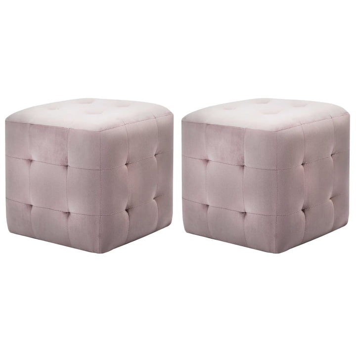puf 2 stk. 30 x 30 x 30 cm fløjlsstof pink