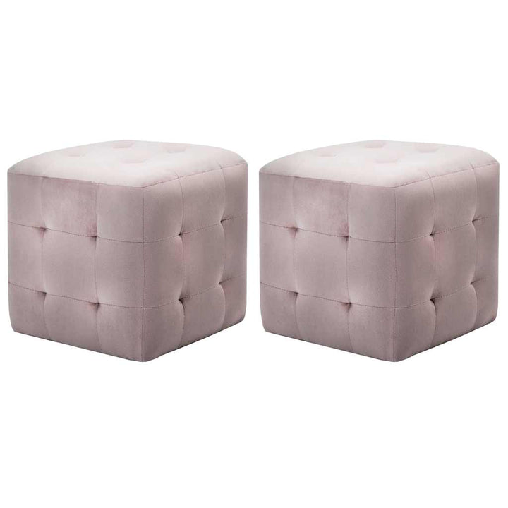 puf 2 stk. 30 x 30 x 30 cm fløjlsstof pink
