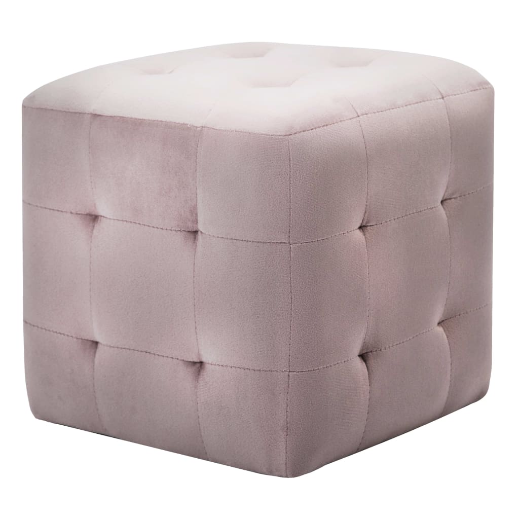 puf 2 stk. 30 x 30 x 30 cm fløjlsstof pink