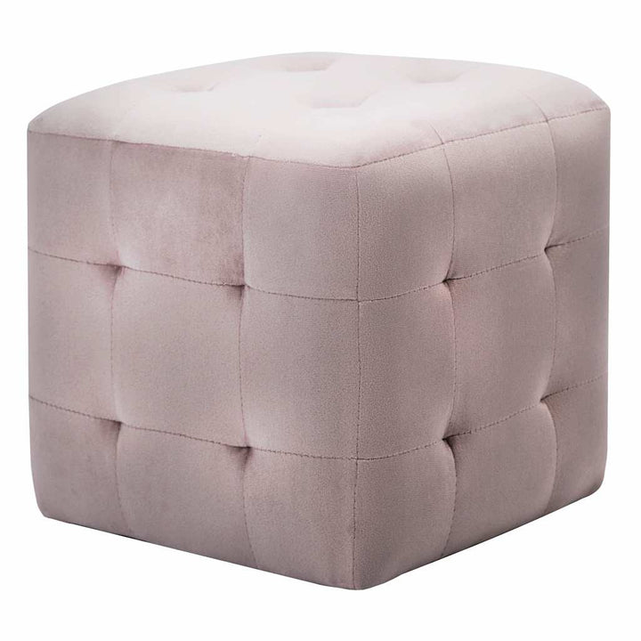 puf 2 stk. 30 x 30 x 30 cm fløjlsstof pink