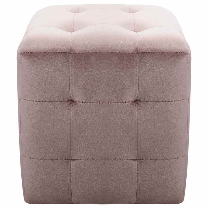 puf 2 stk. 30 x 30 x 30 cm fløjlsstof pink