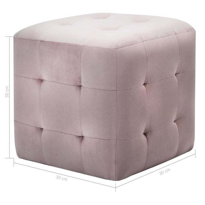 puf 2 stk. 30 x 30 x 30 cm fløjlsstof pink