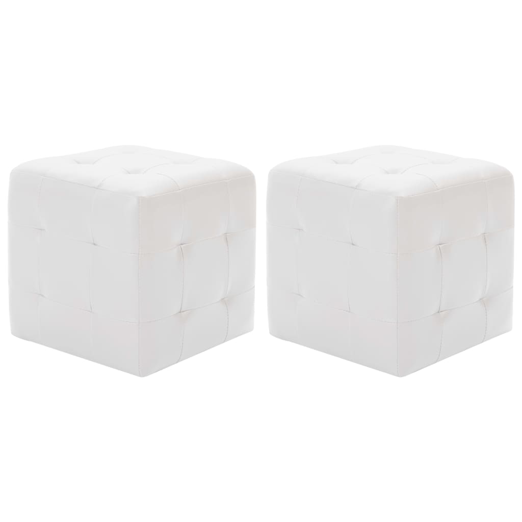 puf 2 stk. 30 x 30 x 30 cm kunstlæder hvid