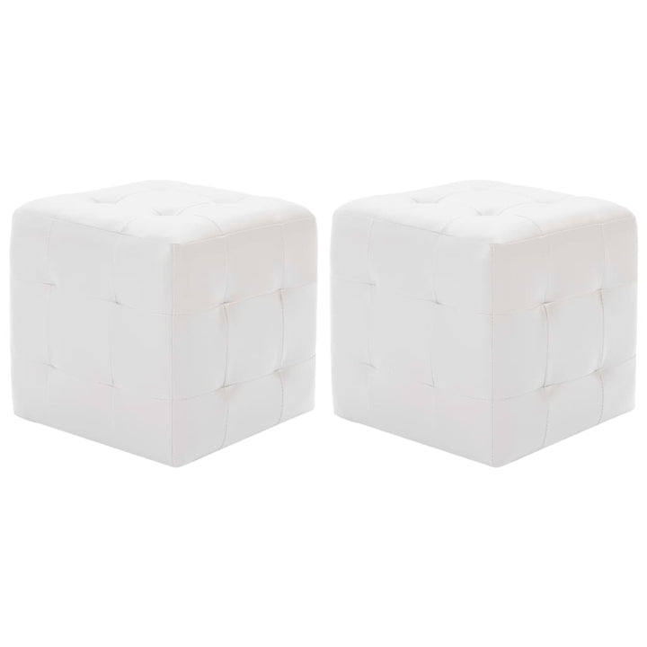 puf 2 stk. 30 x 30 x 30 cm kunstlæder hvid