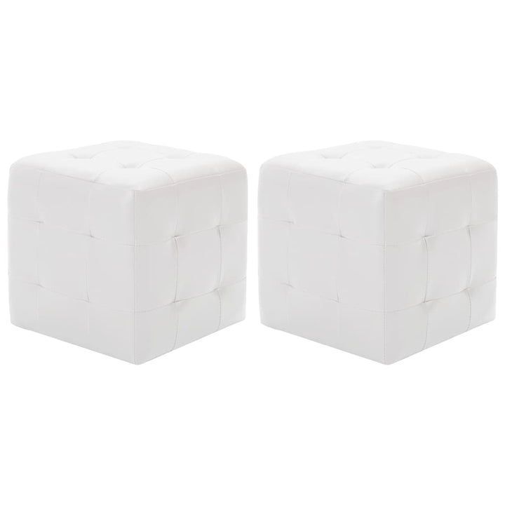 puf 2 stk. 30 x 30 x 30 cm kunstlæder hvid