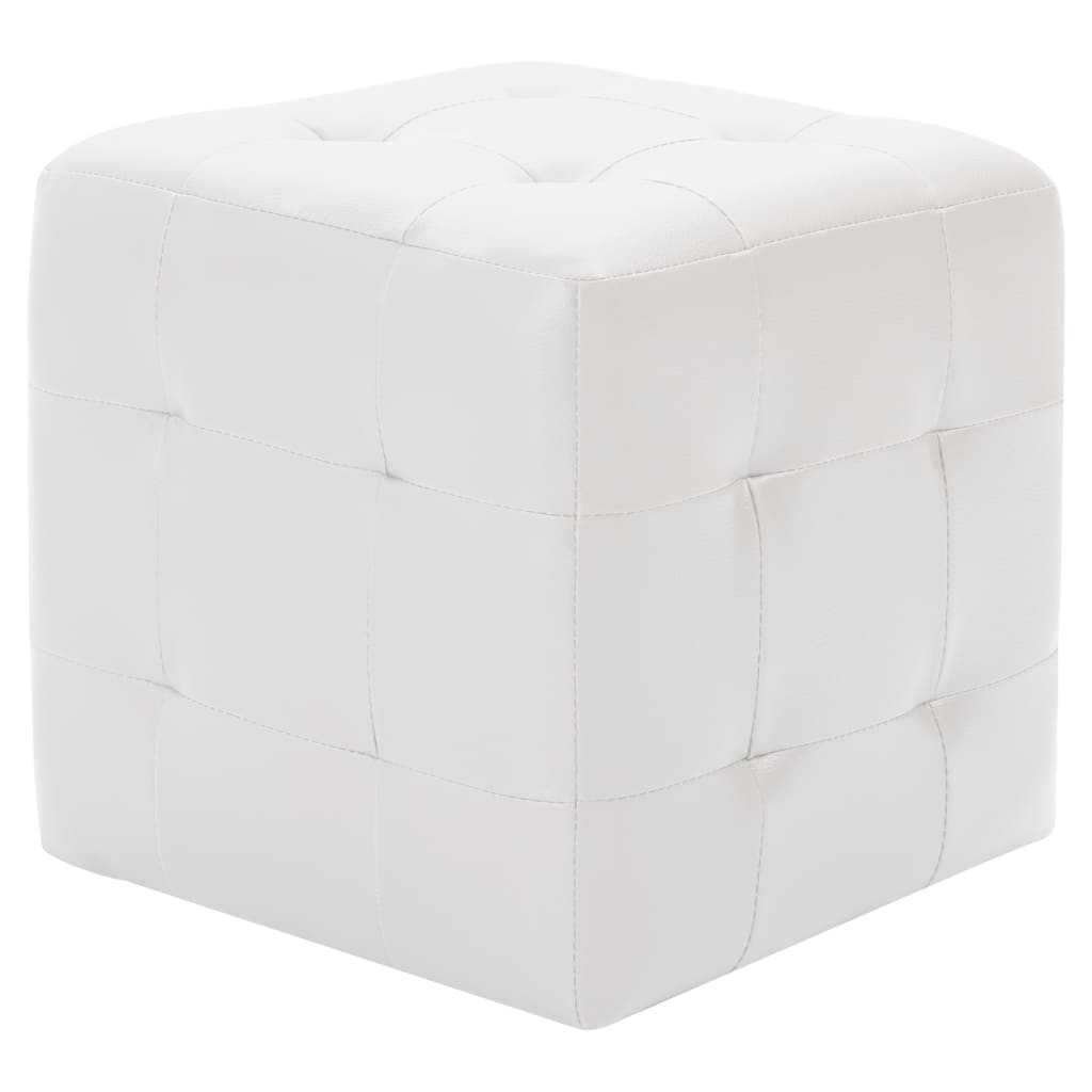 puf 2 stk. 30 x 30 x 30 cm kunstlæder hvid