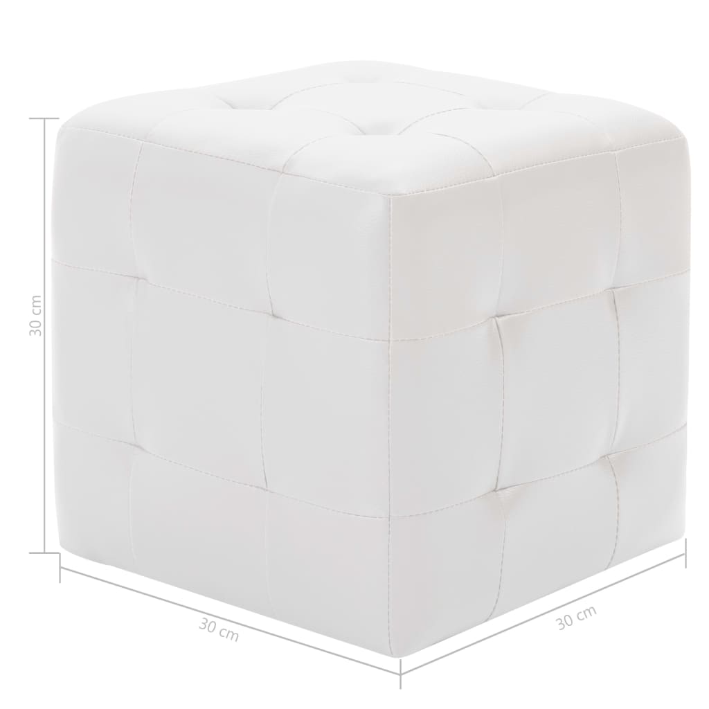 puf 2 stk. 30 x 30 x 30 cm kunstlæder hvid