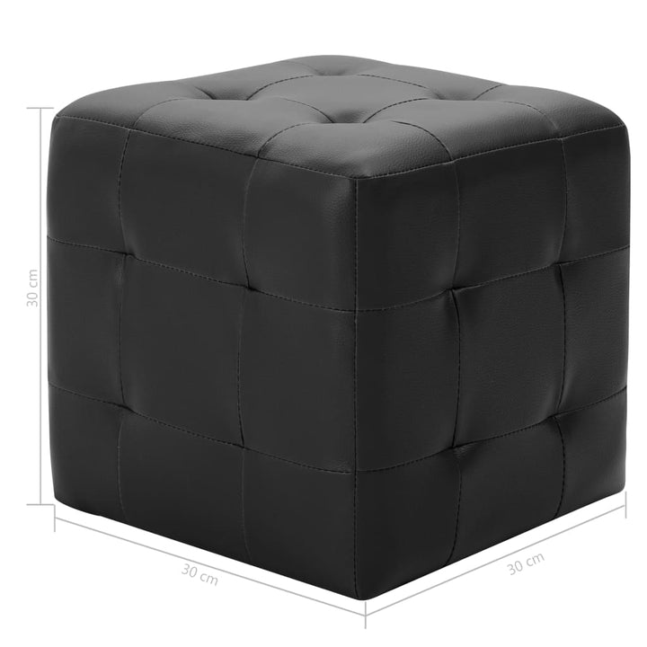 puf 2 stk. 30 x 30 x 30 cm kunstlæder sort