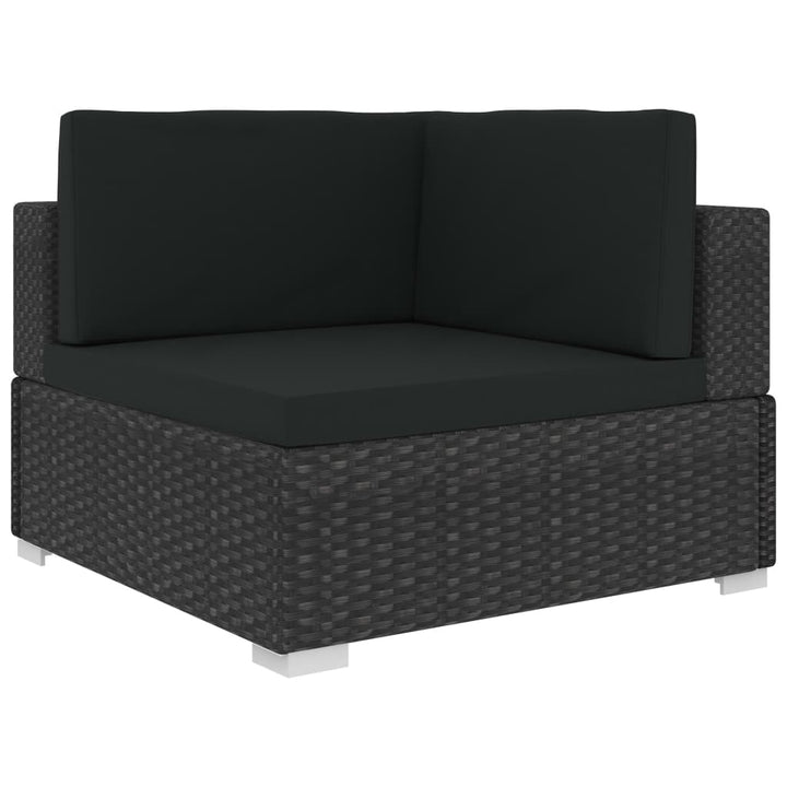 haveloungesæt 8 dele med hynder polyrattan sort