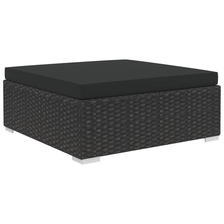 haveloungesæt 8 dele med hynder polyrattan sort