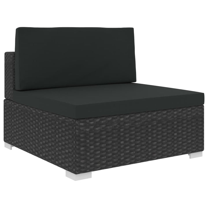 haveloungesæt 8 dele med hynder polyrattan sort