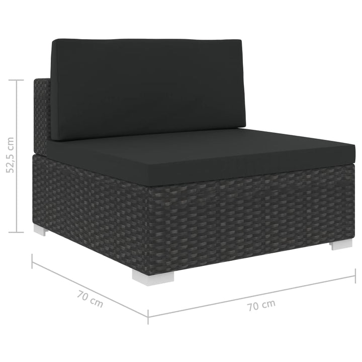 haveloungesæt 8 dele med hynder polyrattan sort