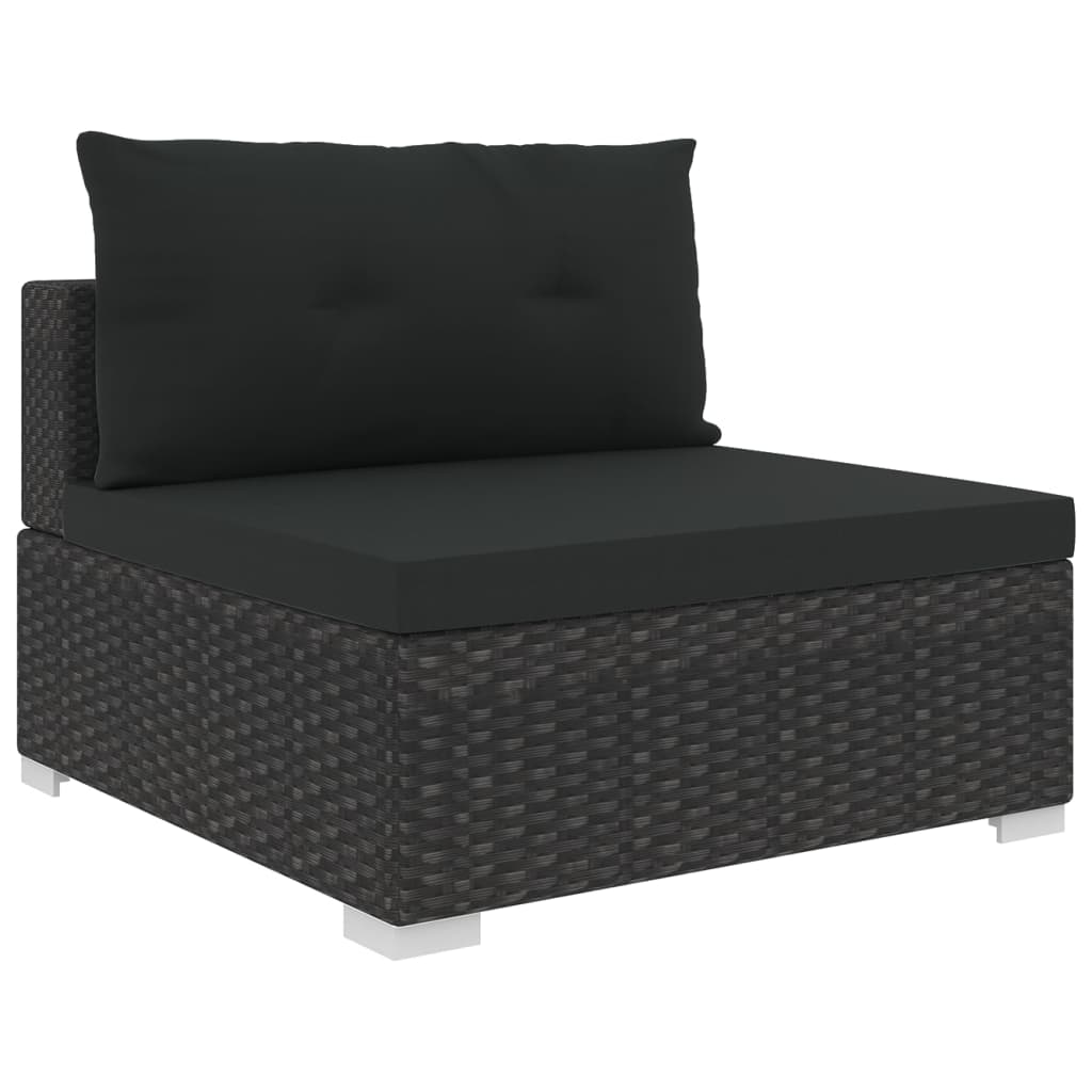 haveloungesæt 10 dele med hynder polyrattan sort