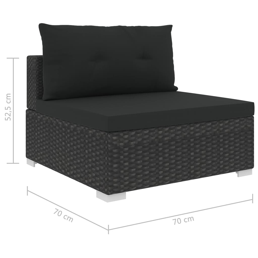 haveloungesæt 10 dele med hynder polyrattan sort