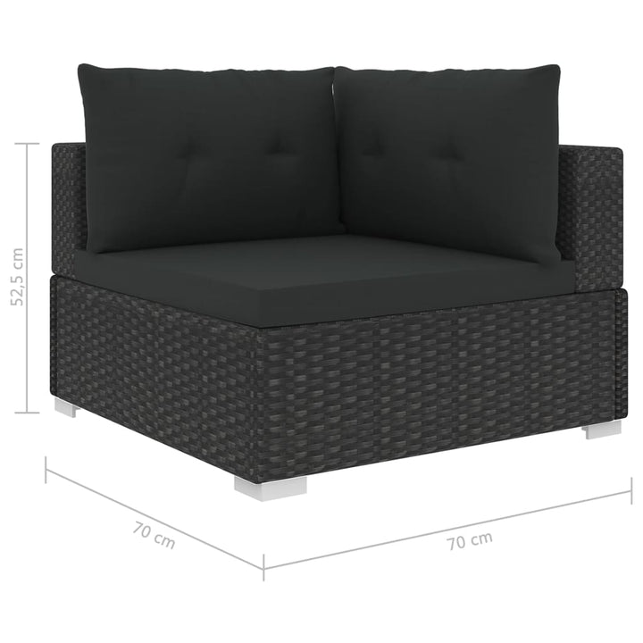 haveloungesæt 10 dele med hynder polyrattan sort