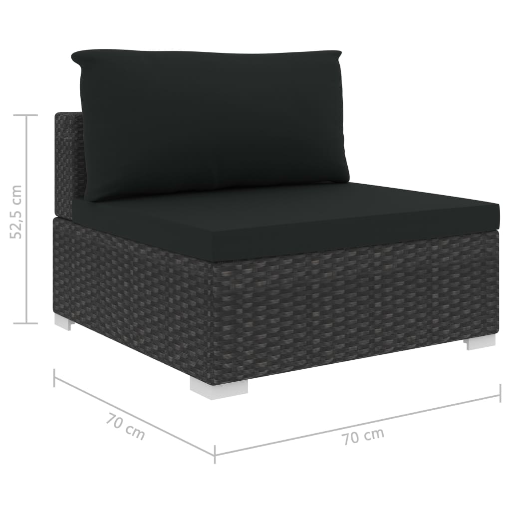 haveloungesæt 12 dele med hynder polyrattan sort