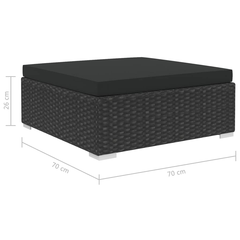 haveloungesæt 12 dele med hynder polyrattan sort