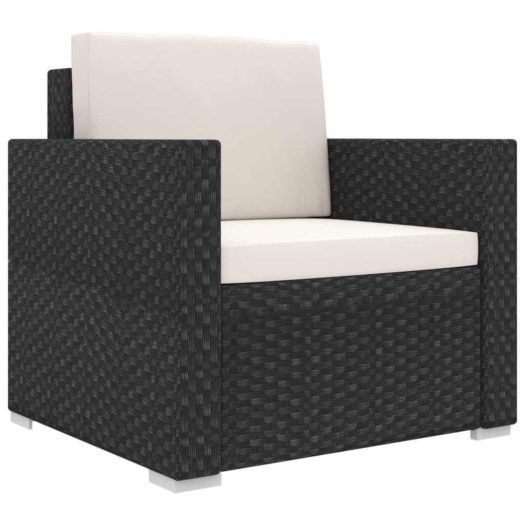 loungesæt til haven 8 dele med hynder polyrattan sort