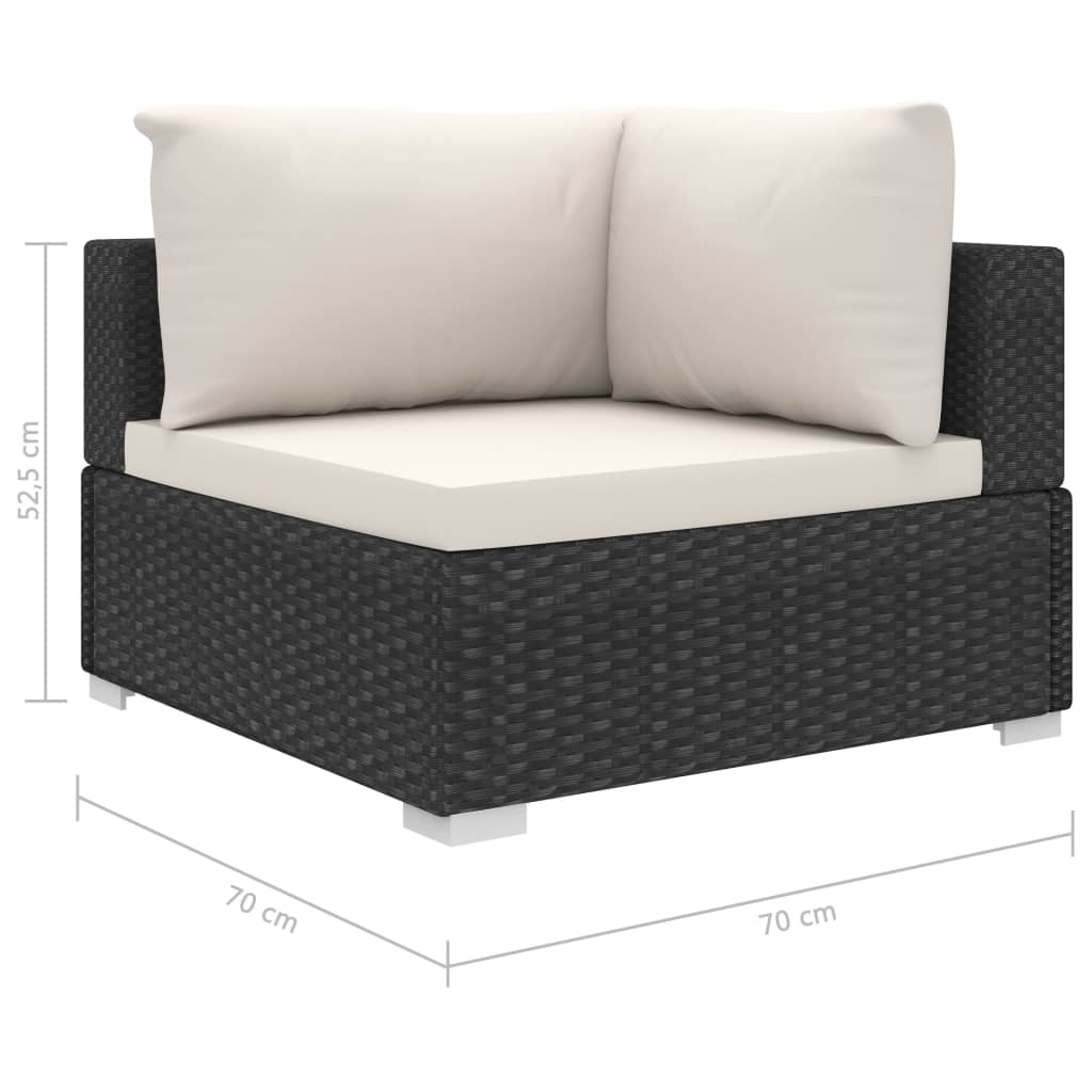 loungesæt til haven 8 dele med hynder polyrattan sort