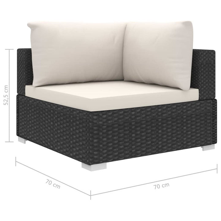 loungesæt til haven 8 dele med hynder polyrattan sort